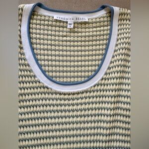 Veronica Beard Textured Knit Top in Blue and Cream
